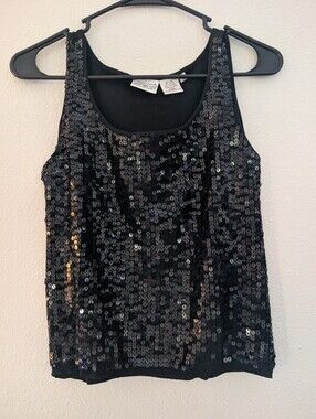 Newport News Black Sequin Camisole Tank
